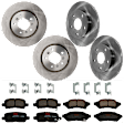 KIT-073024-8804 4-Wheel Set Front and Rear Brake Disc and Pad Kit, Plain Surface 5 Lugs Front-296.93 mm/Rear-270 mm Ceramic, Includes (2) Brake Pad Set and (4) Brake Disc