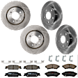 KIT-073024-8812 4-Wheel Set Front and Rear Brake Disc and Pad Kit, Plain Surface 5 Lugs Front-296.93 mm/Rear-270 mm Ceramic, Includes (2) Brake Pad Set and (4) Brake Disc