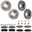 KIT-073024-8816 4-Wheel Set Front and Rear Brake Disc and Pad Kit, Plain Surface 5 Lugs Front-296.93 mm/Rear-270 mm Ceramic, Includes (2) Brake Pad Set and (4) Brake Disc