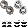 KIT-073024-881 4-Wheel Set Front and Rear Brake Disc and Pad Kit, Plain Surface 5 Lugs Front-374.14 mm/Rear-309.88 mm Semi-metallic, Includes (4) Brake Disc and (2) Brake Pad Set