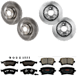 KIT-073024-883 4-Wheel Set Front and Rear Brake Disc and Pad Kit, Plain Surface 5 Lugs Front-374.14 mm/Rear-309.88 mm Semi-metallic, Includes (4) Brake Disc and (2) Brake Pad Set