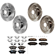 KIT-073024-8841 4-Wheel Set Front and Rear Brake Disc and Pad Kit, Plain Surface 5 Lugs Front-275.08 mm/Rear-259.08 mm Ceramic, Includes (2) Brake Pad Set and (4) Brake Disc