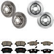 KIT-073024-884 4-Wheel Set Front and Rear Brake Disc and Pad Kit, Plain Surface 5 Lugs Front-374.14 mm/Rear-309.88 mm Semi-metallic, Includes (4) Brake Disc and (2) Brake Pad Set