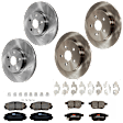 KIT-073024-8851 4-Wheel Set Front and Rear Brake Disc and Pad Kit, Plain Surface 5 Lugs Front-275.08 mm/Rear-259.08 mm Ceramic, Includes (2) Brake Pad Set and (4) Brake Disc