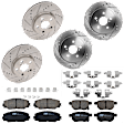 KIT-073024-8875 4-Wheel Set Front and Rear Brake Disc and Pad Kit, Cross-drilled and Slotted 5 Lugs Front-275 mm/Rear-259.08 mm Ceramic, Includes (2) Brake Pad Set and (4) Brake Disc