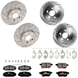 KIT-073024-8887 4-Wheel Set Front and Rear Brake Disc and Pad Kit, Cross-drilled and Slotted 5 Lugs Front-275 mm/Rear-259.08 mm Ceramic, Includes (2) Brake Pad Set and (4) Brake Disc