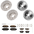 KIT-073024-8889 4-Wheel Set Front and Rear Brake Disc and Pad Kit, Cross-drilled and Slotted 5 Lugs Front-275 mm/Rear-259.08 mm Ceramic, Includes (2) Brake Pad Set and (4) Brake Disc