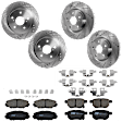 KIT-073024-8984 4-Wheel Set Front and Rear Brake Disc and Pad Kit, Cross-drilled and Slotted 5 Lugs Front-296 mm/Rear-278.89 mm Ceramic FWD, Includes (4) Brake Disc and (2) Brake Pad Set