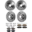 KIT-073024-8986 4-Wheel Set Front and Rear Brake Disc and Pad Kit, Cross-drilled and Slotted 5 Lugs Front-296 mm/Rear-278.89 mm Ceramic FWD, Includes (4) Brake Disc and (2) Brake Pad Set