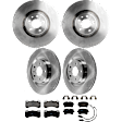 KIT-073024-898 4-Wheel Set Front and Rear Brake Disc and Pad Kit, Plain Surface 5 Lugs Front-356.11 mm/Rear-329.95 mm Semi-metallic, Includes (4) Brake Disc and (2) Brake Pad Set