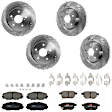 KIT-073024-8996 4-Wheel Set Front and Rear Brake Disc and Pad Kit, Cross-drilled and Slotted 5 Lugs Front-296 mm/Rear-278.89 mm Ceramic FWD, Includes (4) Brake Disc and (2) Brake Pad Set