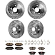 KIT-073024-8998 4-Wheel Set Front and Rear Brake Disc and Pad Kit, Cross-drilled and Slotted 5 Lugs Front-296 mm/Rear-278.89 mm Ceramic FWD, Includes (4) Brake Disc and (2) Brake Pad Set