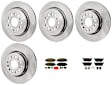 KIT-073024-9018 4-Wheel Set Front and Rear Brake Disc and Pad Kit, Plain Surface 6 Lugs Semi-Metallic - Front, Ceramic - Rear