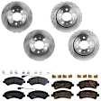 KIT-073024-9025 4-Wheel Set Brake Disc and Pad Kit, Plain Surface 5 Lugs Front and Rear-300 mm Semi-metallic, Includes (4) Brake Disc and (2) Brake Pad Set