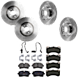 KIT-073024-904 4-Wheel Set Front and Rear Brake Disc and Pad Kit, Plain Surface 5 Lugs Front-356.11 mm/Rear-329.95 mm Semi-metallic, Includes (2) Brake Pad Set and (4) Brake Disc