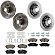 KIT-073024-9073 Front and Rear Brake Disc and Pad Kit, Plain Surface, 5 Lugs, Front-293.62 mm/Rear-265.43 mm, Front-Ceramic/Rear-Semi-Metallic