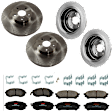 KIT-073024-9074 Front and Rear Brake Disc and Pad Kit, Plain Surface, 5 Lugs, Front-293.62 mm/Rear-265.43 mm, Front-Ceramic/Rear-Semi-Metallic