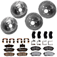 KIT-073024-9218 4-Wheel Set Front and Rear Brake Disc and Pad Kit, Cross-drilled and Slotted 5 Lugs Front-293.4 mm/Rear-289.81 mm Front-Ceramic/Rear-Semi-Metallic, Includes (4) Brake Disc and (2) Brake Pad Set