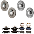 KIT-073024-921 4-Wheel Set Front and Rear Brake Disc and Pad Kit, Plain Surface 5 Lugs Front-344.93 mm/Rear-329.95 mm Front-Ceramic/Rear-Semi-Metallic, Includes (2) Brake Pad Set and (4) Brake Disc