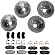 KIT-073024-9221 Front and Rear Brake Disc and Pad Kit, Cross-drilled and Slotted, 5 Lugs, Front-293.4 mm/Rear-289.81 mm, Front-Ceramic/Rear-Semi-Metallic