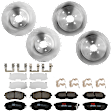 KIT-073024-9229 4-Wheel Set Brake Disc and Pad Kit, Plain Surface 5 Lugs Front-293.4 mm/Rear-289.81 mm Front-Ceramic/Rear-Semi-Metallic, Includes (4) Brake Disc and (2) Brake Pad Set