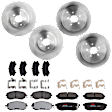KIT-073024-9230 4-Wheel Set Brake Disc and Pad Kit, Plain Surface 5 Lugs Front-293.4 mm/Rear-289.81 mm Front-Ceramic/Rear-Semi-Metallic, Includes (4) Brake Disc and (2) Brake Pad Set