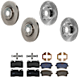 KIT-073024-923 4-Wheel Set Front and Rear Brake Disc and Pad Kit, Plain Surface 5 Lugs Front-344.93 mm/Rear-329.95 mm Semi-metallic, Includes (2) Brake Pad Set and (4) Brake Disc