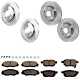 KIT-073024-9257 4-Wheel Set Front and Rear Brake Disc and Pad Kit, Plain Surface 5 Lugs Front-295.91 mm/Rear-278.89 mm Ceramic, Includes (4) Disc and (2) Pad Set