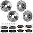 KIT-073024-9268 4-Wheel Set Front and Rear Brake Disc and Pad Kit, Cross-drilled and Slotted 5 Lugs Front-296 mm/Rear-278.89 mm Ceramic, Includes (4) Brake Disc and (2) Brake Pad Set