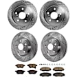 KIT-073024-9269 4-Wheel Set Front and Rear Brake Disc and Pad Kit, Cross-drilled and Slotted 5 Lugs Front-296 mm/Rear-278.89 mm Ceramic, Includes (4) Brake Disc and (2) Brake Pad Set
