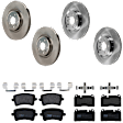 KIT-073024-927 4-Wheel Set Front and Rear Brake Disc and Pad Kit, Plain Surface 5 Lugs Front-344.93 mm/Rear-329.95 mm Semi-metallic, Includes (4) Brake Disc and (2) Brake Pad Set