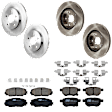 KIT-073024-9286 4-Wheel Set Front and Rear Brake Disc and Pad Kit, Plain Surface 5 Lugs Front-275.08 mm/Rear-278.89 mm Ceramic, Includes (4) Disc and (2) Pad Set