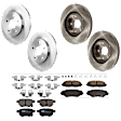 KIT-073024-9287 4-Wheel Set Front and Rear Brake Disc and Pad Kit, Plain Surface 5 Lugs Front-275.08 mm/Rear-278.89 mm Ceramic, Includes (4) Disc and (2) Pad Set