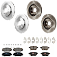 KIT-073024-9289 4-Wheel Set Front and Rear Brake Disc and Pad Kit, Plain Surface 5 Lugs Front-275.08 mm/Rear-278.89 mm Ceramic, Includes (4) Disc and (2) Pad Set