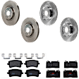KIT-073024-928 4-Wheel Set Front and Rear Brake Disc and Pad Kit, Plain Surface 5 Lugs Front-344.93 mm/Rear-329.95 mm Semi-metallic, Includes (2) Brake Pad Set and (4) Brake Disc