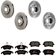 KIT-073024-929 4-Wheel Set Front and Rear Brake Disc and Pad Kit, Plain Surface 5 Lugs Front-344.93 mm/Rear-329.95 mm Front-Ceramic/Rear-Semi-Metallic, Includes (2) Brake Pad Set and (4) Brake Disc