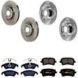 KIT-073024-930 4-Wheel Set Front and Rear Brake Disc and Pad Kit, Plain Surface 5 Lugs Front-344.93 mm/Rear-329.95 mm Semi-metallic, Includes (2) Brake Pad Set and (4) Brake Disc