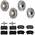 KIT-073024-931 4-Wheel Set Front and Rear Brake Disc and Pad Kit, Plain Surface 5 Lugs Front-344.93 mm/Rear-329.95 mm Semi-metallic, Includes (2) Brake Pad Set and (4) Brake Disc