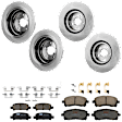 KIT-073024-9323 4-Wheel Set Front and Rear Brake Disc and Pad Kit, Plain Surface 5 Lugs Front-276.86 mm/Rear-265.43 mm Ceramic, Includes (2) Brake Pad Set and (4) Brake Disc