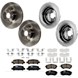 KIT-073024-9329 4-Wheel Set Front and Rear Brake Disc and Pad Kit, Plain Surface 5 Lugs Front-293.62 mm/Rear-265.43 mm Ceramic, Includes (2) Brake Pad Set and (4) Brake Disc