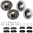 KIT-073024-9330 4-Wheel Set Front and Rear Brake Disc and Pad Kit, Plain Surface 5 Lugs Front-293.62 mm/Rear-265.43 mm Ceramic, Includes (2) Brake Pad Set and (4) Brake Disc