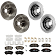 KIT-073024-9332 4-Wheel Set Front and Rear Brake Disc and Pad Kit, Plain Surface 5 Lugs Front-293.62 mm/Rear-265.43 mm Ceramic, Includes (2) Brake Pad Set and (4) Brake Disc