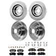 KIT-073024-9468 4-Wheel Set Front and Rear Brake Disc and Pad Kit, Plain Surface 5 Lugs Front-276.86 mm/Rear-289.81 mm Ceramic, Includes (2) Brake Pad Set and (4) Brake Disc