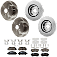 KIT-073024-9551 4-Wheel Set Front and Rear Brake Disc and Pad Kit, Plain Surface 5 Lugs Front-276.86 mm/Rear-273.81 mm Ceramic, Includes (2) Brake Pad Set and (4) Brake Disc