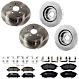 KIT-073024-9552 4-Wheel Set Front and Rear Brake Disc and Pad Kit, Plain Surface 5 Lugs Front-276.86 mm/Rear-273.81 mm Front-Semi-Metallic/Rear-Ceramic, Includes (2) Brake Pad Set and (4) Brake Disc