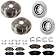 KIT-073024-9554 4-Wheel Set Front and Rear Brake Disc and Pad Kit, Plain Surface 5 Lugs Front-276.86 mm/Rear-273.81 mm Front-Semi-Metallic/Rear-Ceramic, Includes (2) Brake Pad Set and (4) Brake Disc