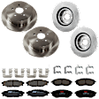 KIT-073024-9560 4-Wheel Set Front and Rear Brake Disc and Pad Kit, Plain Surface 5 Lugs Front-276.86 mm/Rear-273.81 mm Front-Semi-Metallic/Rear-Ceramic, Includes (2) Brake Pad Set and (4) Brake Disc