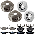 KIT-073024-9564 4-Wheel Set Front and Rear Brake Disc and Pad Kit, Plain Surface 5 Lugs Front-276.86 mm/Rear-273.81 mm Front-Semi-Metallic/Rear-Ceramic, Includes (2) Brake Pad Set and (4) Brake Disc