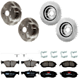 KIT-073024-9565 4-Wheel Set Front and Rear Brake Disc and Pad Kit, Plain Surface 5 Lugs Front-276.86 mm/Rear-273.81 mm Ceramic, Includes (2) Brake Pad Set and (4) Brake Disc