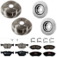 KIT-073024-9566 4-Wheel Set Front and Rear Brake Disc and Pad Kit, Plain Surface 5 Lugs Front-276.86 mm/Rear-273.81 mm Front-Semi-Metallic/Rear-Ceramic, Includes (2) Brake Pad Set and (4) Brake Disc